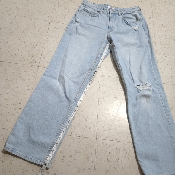H&M | Light Blue Distressed Straight Leg Jeans - Picture 10 of 10